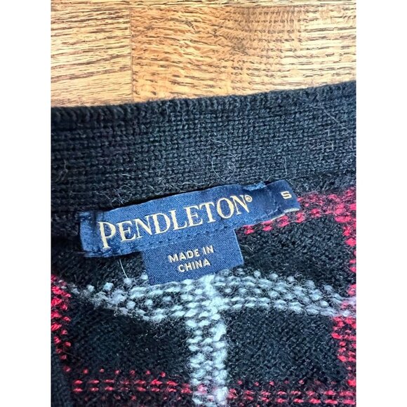 Pendleton Womens Black Red 100% Wool Plaid Cardigan Sweater - Picture 10 of 13